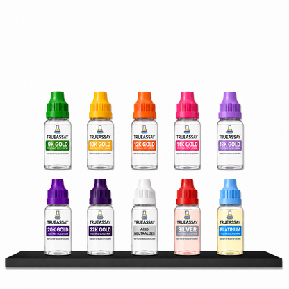 Kit completo para probar oro, plata y platino con piedra y neutralizador de ácido – 9K–22K