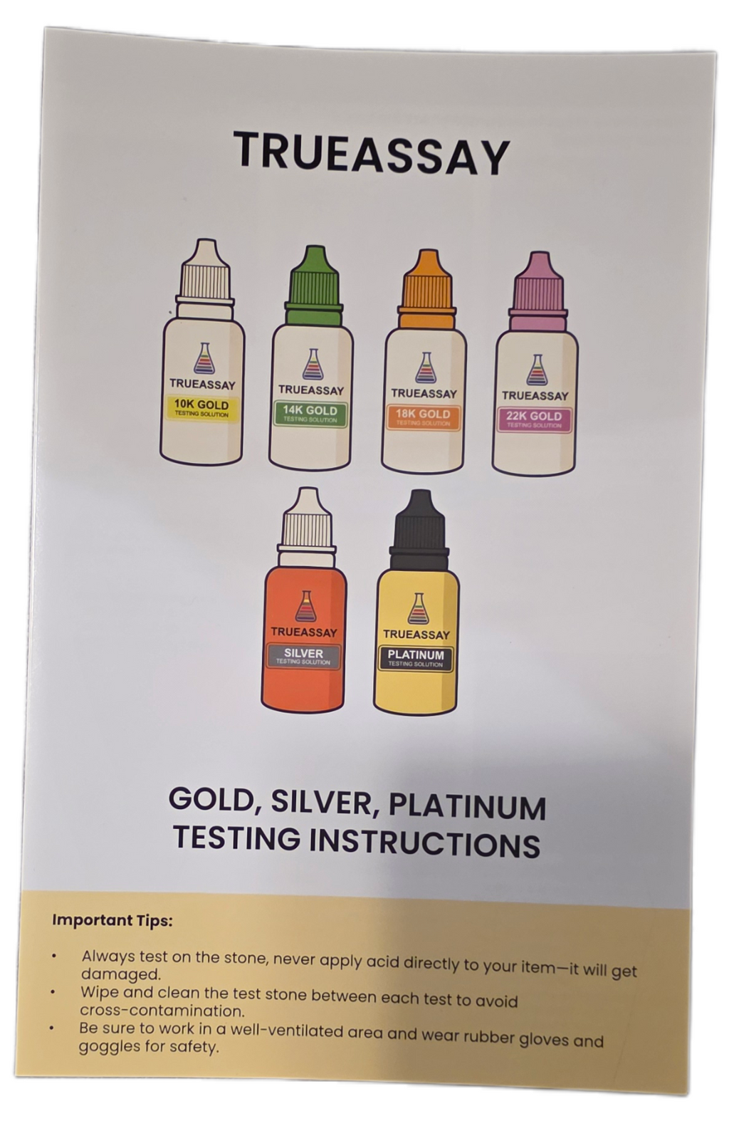 Complete Gold-Silver-Platinum Testing Kit with Testing Stone + Acid Neutralizer (includes 9K solution)