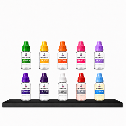 Kit completo para probar oro, plata y platino con piedra y neutralizador de ácido – 9K–22K